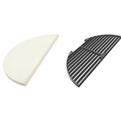 Big Green Egg Half Baking Stone + Cast Iron Grid TBV EGGspander Kit